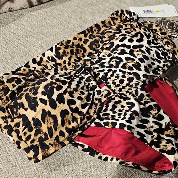 DKNY - Leopard U Wire Shirred Bandeau Swim Set - Picture 2 of 13